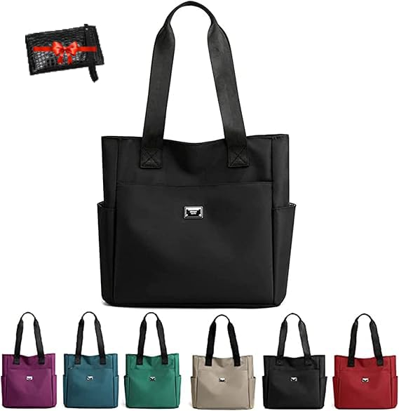 CASSETITE Large Capacity Water Repellent Multi Pocket Nylon Shoulder Bag, Large Capacity Waterproof Multi PocketBag