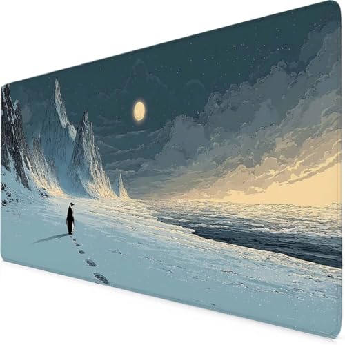 Tapis de souris XXL neige 600x300mm en caoutchouc antidérapant gris