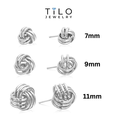 14K Gold Love Knot Stud Earrings, 9mm Diameter, Push-Back4