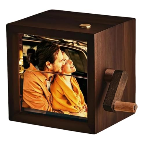 SOUFEEL Álbum de fotos con Manivela Luz LED-Soporte de Fotos con Manivela-Marco de Libro de Fotos Personalizado-para Padre Madres y Parejas