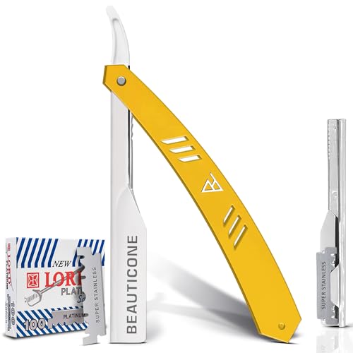 BEAUTICONE Straight Razors for Men, Straight Edge Razor, Single Edge Replacement Blades, Stainless Steel, Barber Razor for Men's Shaving, Barber Shaving Knife