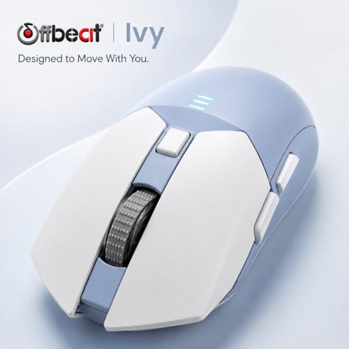 Image of Offbeat Ivy Wireless Gaming Mouse Bluetooth 5.2, 2.4GHz Triple Mode, Rechargeable 5000 DPI, 1000Hz Polling Rate, 6D Buttons, 600mAh Battery, Silent Click, Gaming Mouse for PC & Laptop - White Blue