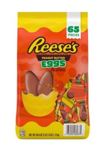 Reese Peanut Butter Eggs with Milk Chocolate - Big Bag - Smiling Sweets - Delicious Classic Treats - Enough to Share with Friends and Family or to Keep to Yourself