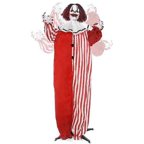 JOYIN 68 Scary Clown Decoration Creepy Standing Clown Prop with LED Eyes & Sound (Sound Activation) for Outdoor Lawn & Yard Decorations