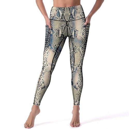 Legging femmes fitness Serpent Jaune pantalon de sport gym jogging yoga S