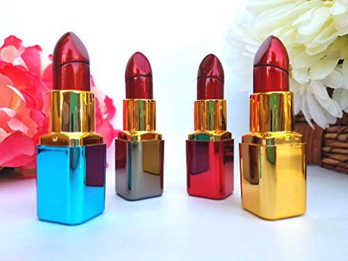 Encendedor recargable forma lápiz labial dorado miniatura 3