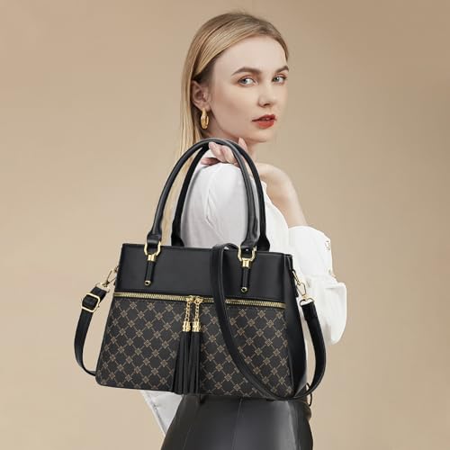 Image of KKXIU Women Satchel Bags Handle Shoulder Handbags and Purses Pockets Zipper Leather Crossbody Bags
