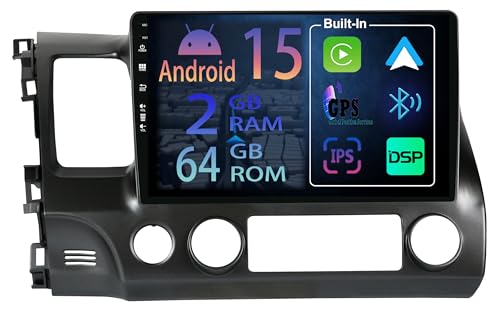 [2+64GB] Keconsing 10.1 Pulgadas Android 15 Autoradio para Honda Civic 2006-2011 Radio Carplay Stereo Wireless Car Play GPS Auto Navi Bildschirm Bluetooth Navegación Player Pantalla táctil FM SWC RDS