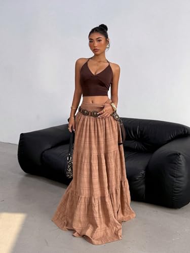 Women High Waist Solid Color Summer Skirt Summer Skirt2