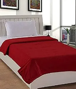 Home Stylish Premium Double Bed Size Polar Fleece Woolen Blanket Set of 1 Colour Maroon