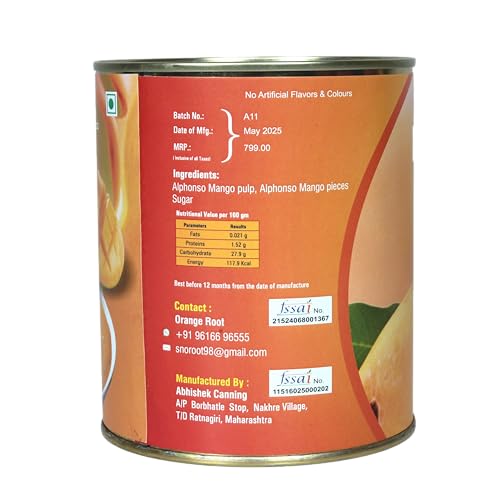Image of KOKANSWAAD Ratnagiri Alphonso Mango Crush 850g | Sweetened Mango Pulp | No Artificial Flavors | Natural Alphonso Taste | Ideal for Juices, Smoothies, Shakes, Ice Creams & Desserts | FSSAI Certified