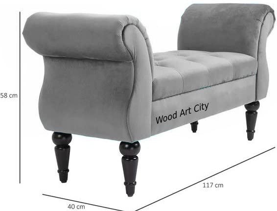Image of Modern & Luxury 2 Seater Chesterfield and Comfortable Couch Type Hand Tufted Sofa Fabric & Velvet for Home & Living Room & Office & Guest Room Restaurant, Farm House. (Grey)