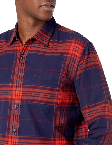 Image of Amazon Essentials Men's Regular Fit Long-Sleeve Flannel Shirt, Soft Brushed Cotton, Lightweight yet Warm
