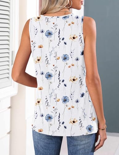 Zeagoo Womens Tank Tops Summer Basic Sleeveless Blouses Crewneck Pleated Dressy Casual Loose Fit Tunic Shirts — view 5