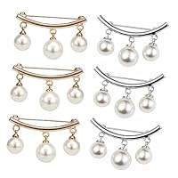 Veemoon 6Pièces Broche à Perles pour Vêtements Épingle à Châle Écharpe Accessoire Élégant pour Pull et Décolleté pour Vêtements Place