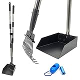 Pet Fit For Life Pooper Scooper Adjustable Long Handle Metal Tray, Rake and Spade/Tray Poop Scoop, Pet Waste Removal Pooper Scooper for Large Medium Small Dogs and Pets -  Equipt4 LLC