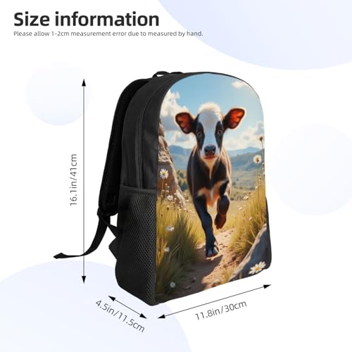 Comfort Fit Unisex Young Calf Running Through Field of Wildflowers Backpack Durable Daily Commute Travel Adventures 16 in4