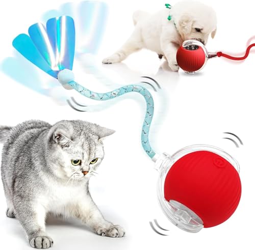Juguetes interactivos para gatos, bola rodante para perro, pelota para perros autorodantes, juguetes interactivos para gatos, bola inteligente para mascotas con ruedas automáticas para perros grandes