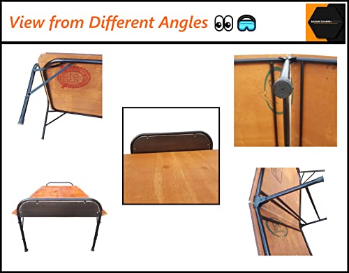 Image of Plywood Folding Bed Cot for Sleeping Space Saving Heavy Metal Frame| Portable | Multipurpose | Lightweight (Brown) (Round, 3X6 ft or 36X72 inch) Single