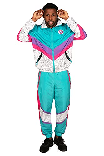 Image of Tipsy Elves Windbreaker Pants for Men - Retro 80s 90s Funny Mens Casual Track Pants - Zipper Pocket Elastic Band Drawstring