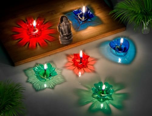 Ascension 12 Designer Reflextion & Reusable Flower Diya Deepak - Colourful...