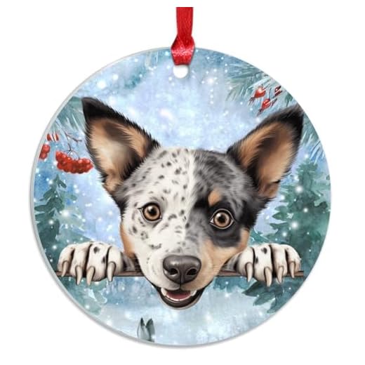 Swavecat Dog Christmas Ornaments Cute Funny Peeking Dog Puppy Christmas Ornaments Australian Stumpy Tail Cattle Novelty Acrylic Christmas Ornament Dog Owner Gift Ornament New Year Gift for Friend