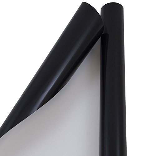 JAM Paper Gift Wrap - Glossy Wrapping Paper - 25 Sq Ft (30 in x 10 Ft) - Black - Roll Sold Individually