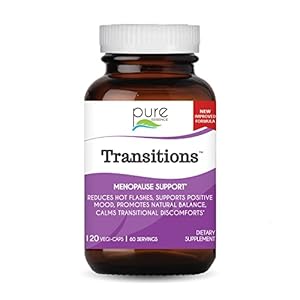 Pure Essence Labs Transitions Vitamins for Women, Natural Menopause Relief Supplement to Promote Hormone Balance, Reduce Hot Flashes, Mood Swings & Night Sweats, 120 Capsules