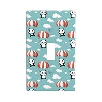 Panda Cartoon Cute Print Light Switch Cover Plate, 1- Gang Standard Size 4.5\" x 2.76\", Decorative Toggle Wall Plate Covers, Unbreakable Polycarbonate Thermoplastic