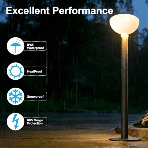 Image of Solar Lamp Post Light Outdoor, 3000K Warm White LED Solar Post Lantern, IP65 Waterproof Solar Powered Garden Light, Auto On /Off Dusk to Dawn for Yard, Patio, Driveway, Pathway, Lawn（1 Pack）