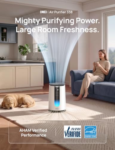 DREO Air Purifier for Home, HEPA Sleep Mode, AHAM VERIFIDE Air Purifiers for Bedroom, Pets, Smoke, Dust, Pollen & Odors, PM2.5 Monitor, Auto & Turbo Mode, 4 Speeds, Scent Diffuser, DR-HAP008(Dreo 338) - Image 3