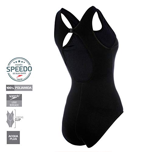 Speedo Clipback Maillot, Mulheres, Preto, P