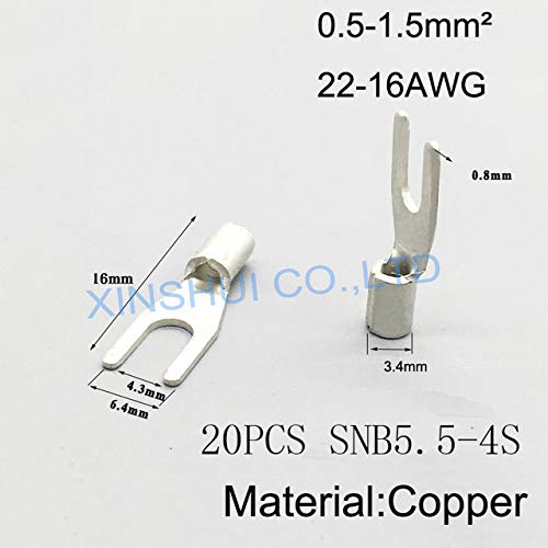 SNB5.5-4S High Precision UT RNB Series Copper Terminal Non-Insulated Copper Ground Screws Terminal - (Color: 20PCS)