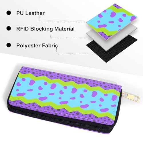 Yi-gog Womens Wallet, RFID Wristlet Wallets for Girls Ladies Print Zip Clutch Faux Leather Purses Large Travel Card Holder with Phone Holder4