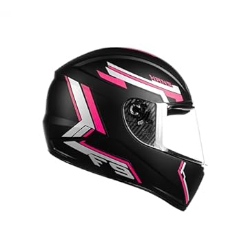 Capacete Moto Feminino Fechado Fly F-9 Hans Preto Fosco Rosa (56)