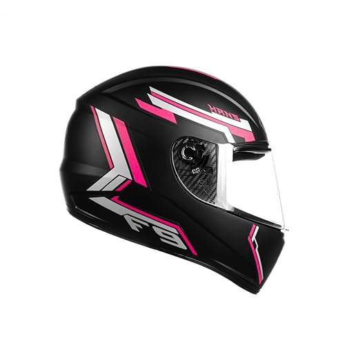 Fly Capacete Fechado Moto F-9 HG Hans Preto Fosco/Pink 58