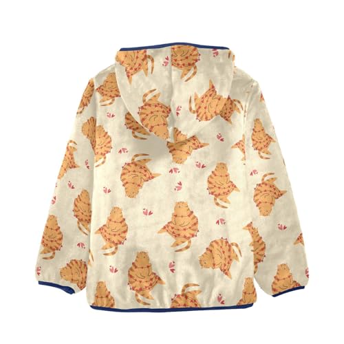 A Fat Cat and Hearts Girls Fleece Jacket Girls Fall Jacket Girls Zip Up Hoodie Girls Sherpa Jacket 2-10T2