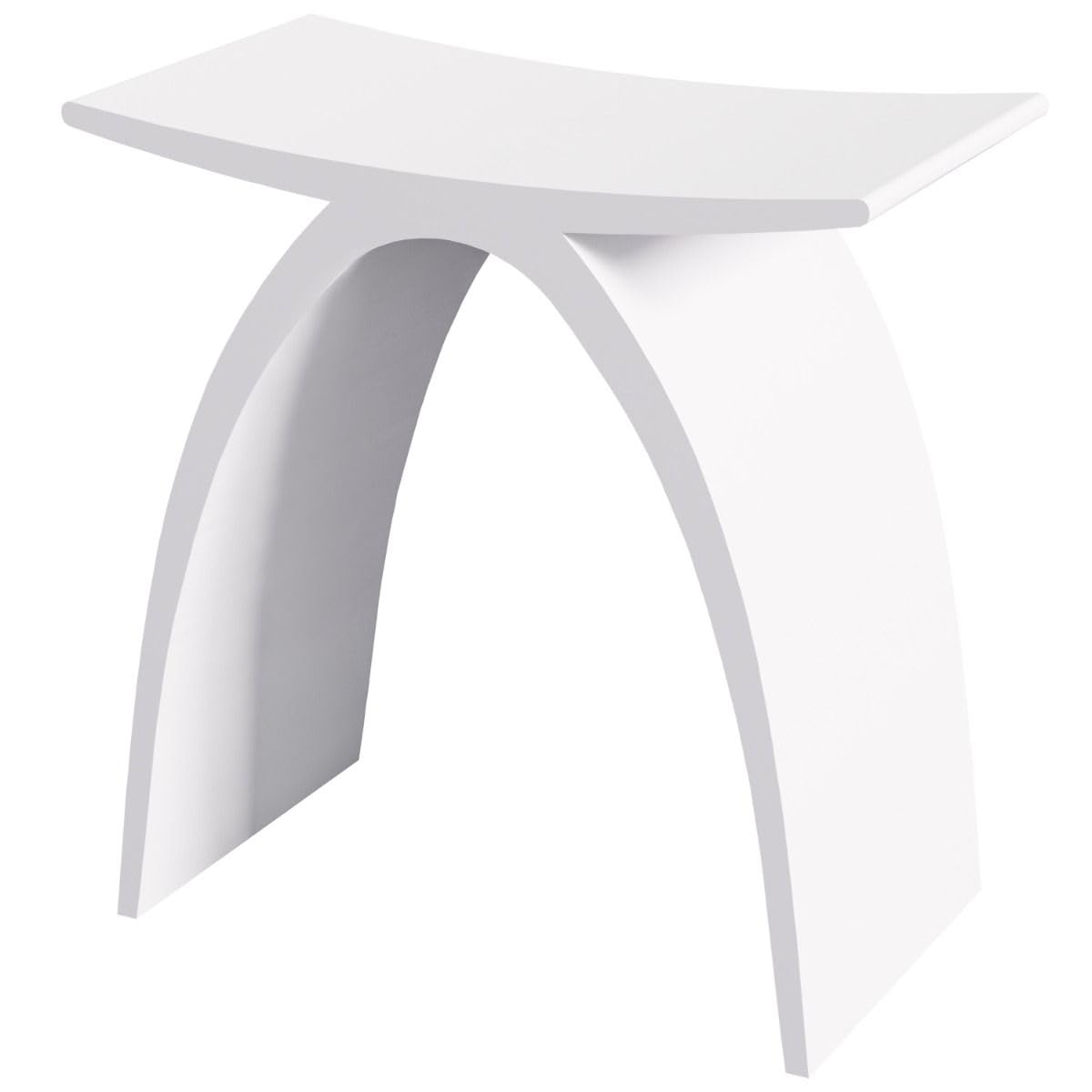 Fino Stone Matt White Solid Stone Bathroom Seat/Bathroom Stool - Designer Bath Stool Bath Seat Shower Stool
