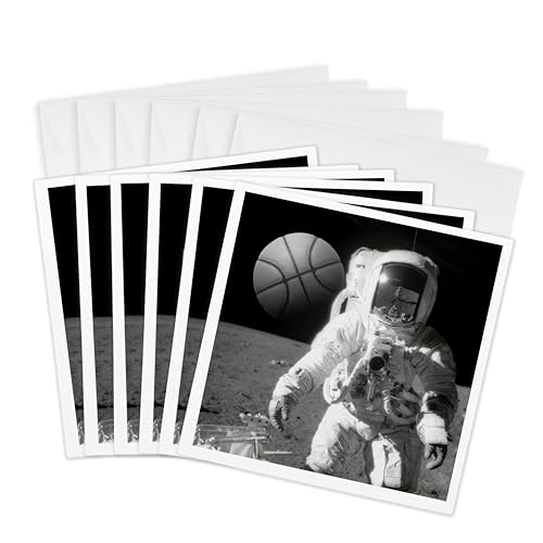 Cartes de vœux astronaute pour anniversaire enfant lot de 6 15x15cm