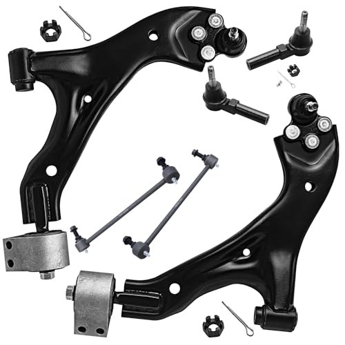 Image of Detroit Axle - 6pc Front End Kit for 05-09 Chevy Equinox Pontiac Torrent, 02-07 Saturn Vue, 2 Lower Control Arms w /Ball Joints 2 Outer Tie Rods 2 Sway Bars 2005 2006 2007 2008 2009 Replacement