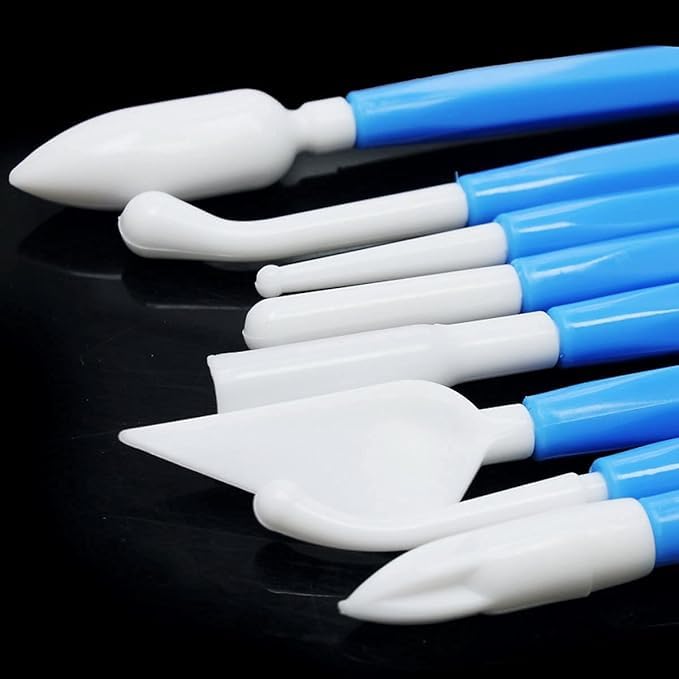 ISTORE 8 Pieces Modelling Kit for Cake & Clay | Double-Ended Fondant Sculpting Tools | Sugarcraft Modelling Tool Set | Plastic Cake Decorating Tools for Professional & Home Use 3