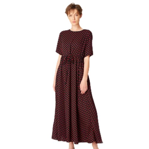Robe tunique midi à pois avec ceinture coulissante pour femme