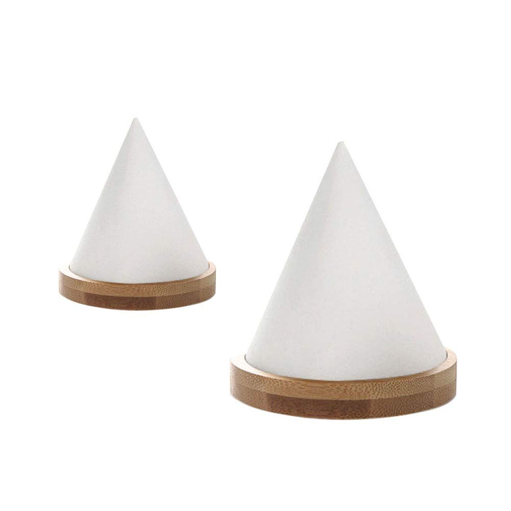 2PCS Conical Solid Wood Bangle Bracelet Watch Holder Exhibit/Jewelry Display Stand Organizer Holders (White)