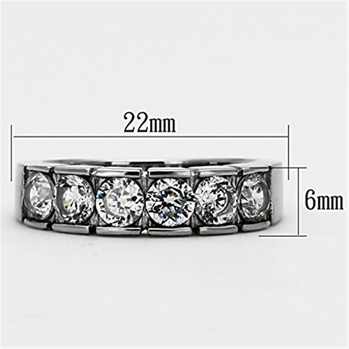 Marimor Jewelry 1.50 Carat Round Cut Cubic Zirconia Stainless Steel 316 Wedding Band Ring Women's Sizes 5-102
