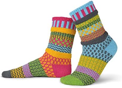Mismatched Crew Socks; Made in USA, Freesia XL