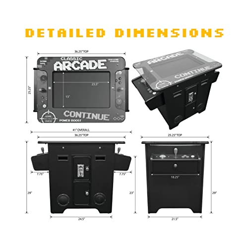 Creative Arcades Full Size Commercial Grade Cocktail Arcade Machine | 2 Player | 412 Games | 22" Lcd Screen | Square Glass Top | Led | 2 Sanwa Joysticks | Trackball | 2 Stools | 3 Year Warranty #TOP7