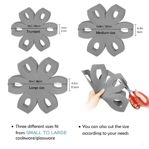 BYKITCHEN Pan Protectors, Larger Gray Pot Pan Separators for Stacking, 12 Pcs and 3 Different Sizes,Saucepan Protectors for Stacking Cookware in Kitchen Cupboard - Image 2