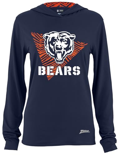 Zubaz NFL Women's Hood Lined Lightweight Hoodie, Zebra Liner, Chicago Bears, Large