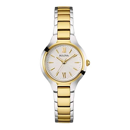 Bulova Relógio feminino clássico de aço inoxidável de quartzo com 3 ponteiros, Dois tons, ouro, Pulseira clássica de aço inoxidável de dois tons de quartzo nenhuma