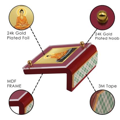 Image of DIVINITI Intima Pure 24K Gold Plated Buddha Spiritual Frame - Luxury Home, Office & Meditation Decor | Premium Gold Foil Artwork in MDF Frame | Table Top Display (16 X 13.5 CM)